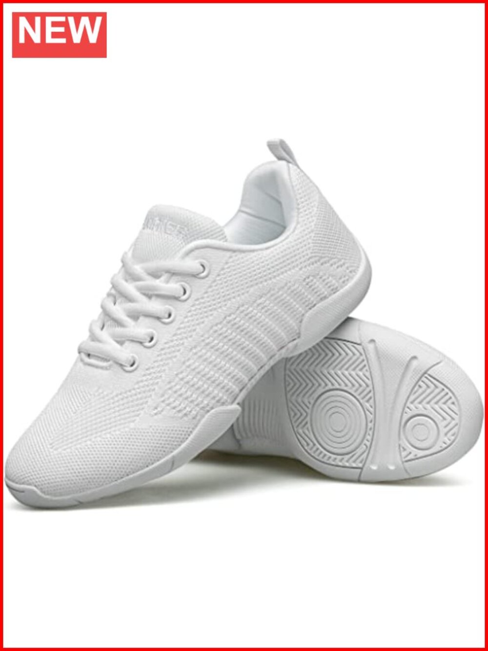 Girls Cheerleading Shoes Knit Mesh Lace-Up Athletic Sneakers for Training